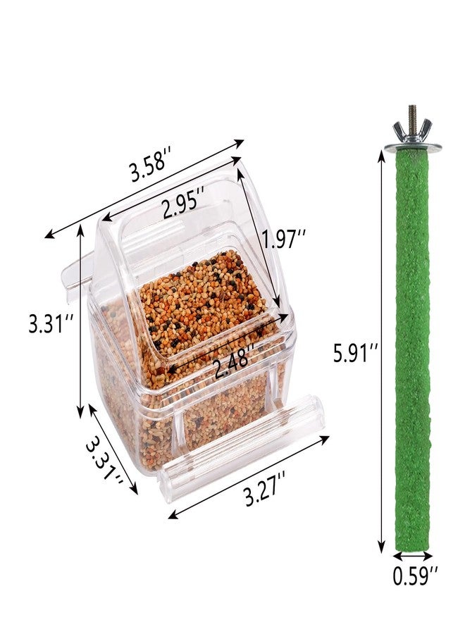 IBWell 2 Pack Clear Water Bowl and Food Container - Bird Cage Feeder With Perch for Parakeets - No Mess Design - Image 2